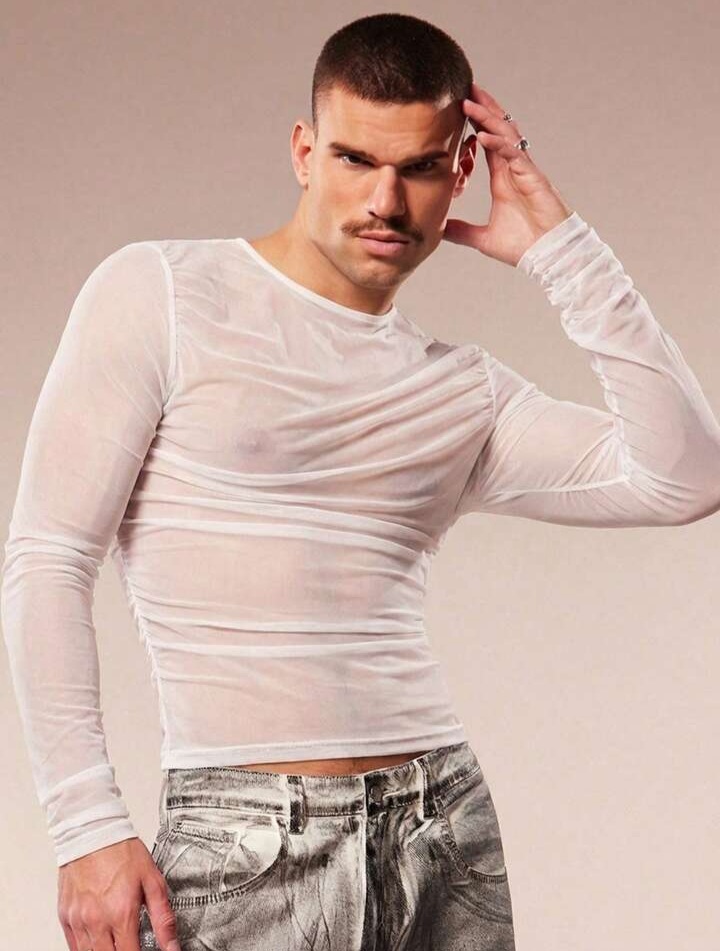 Men's Solid Color Round Neck Slim Fit Casual Daily Wear Sleeve T-Shirt